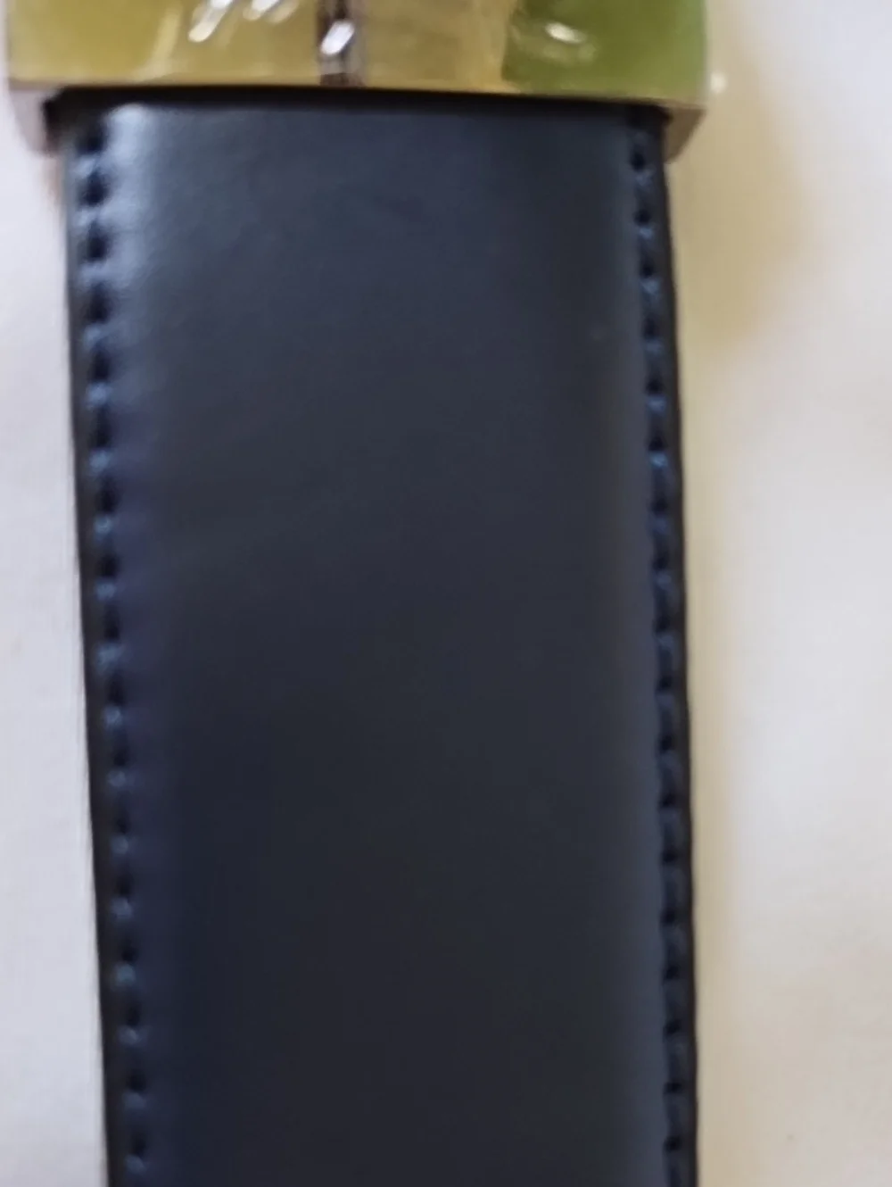 Men's Classic Blue or Black Reversible Leather Belt with Silver Buckle